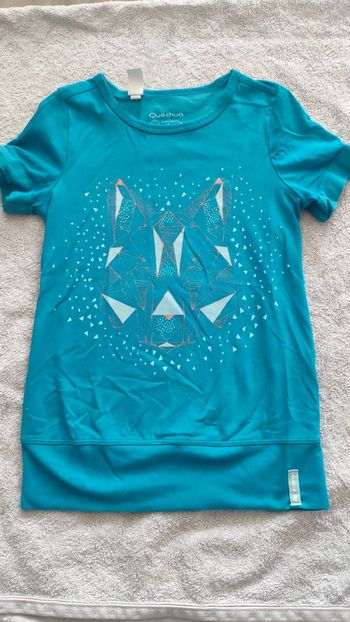 T-shirt manches courtes tigre  bleu turquoise 8 ans queshua