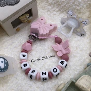 Attache tétine fille en silicone personnalisé papillon 