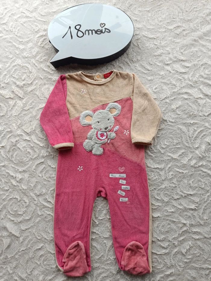 Pyjama grenouillère velours Fille 18 mois souris Tissaia