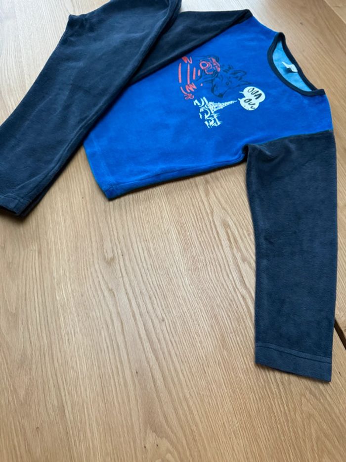 Pyjama 2 pièces en velours bleu/bleu marine - Taille 6 Ans - photo numéro 4