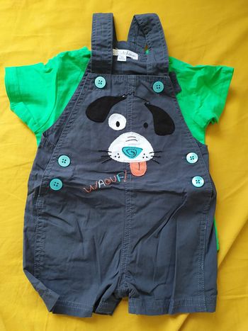 Salopette short et tshirt bébé