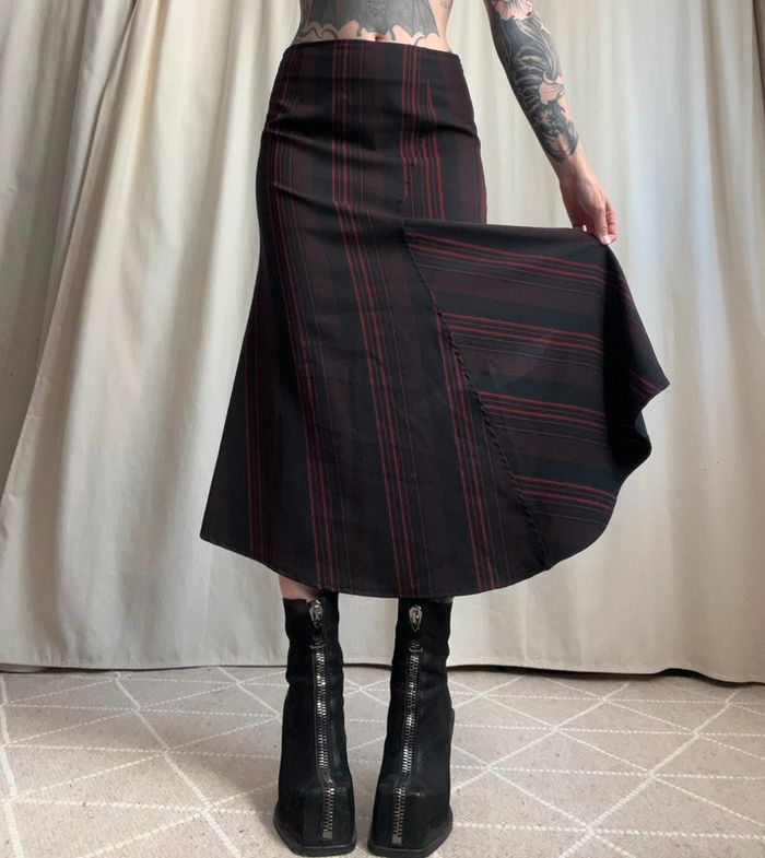 Jupe longue rayures Goth Avant Garde vintage made in France 🇫🇷 90s - Taille M - photo numéro 2