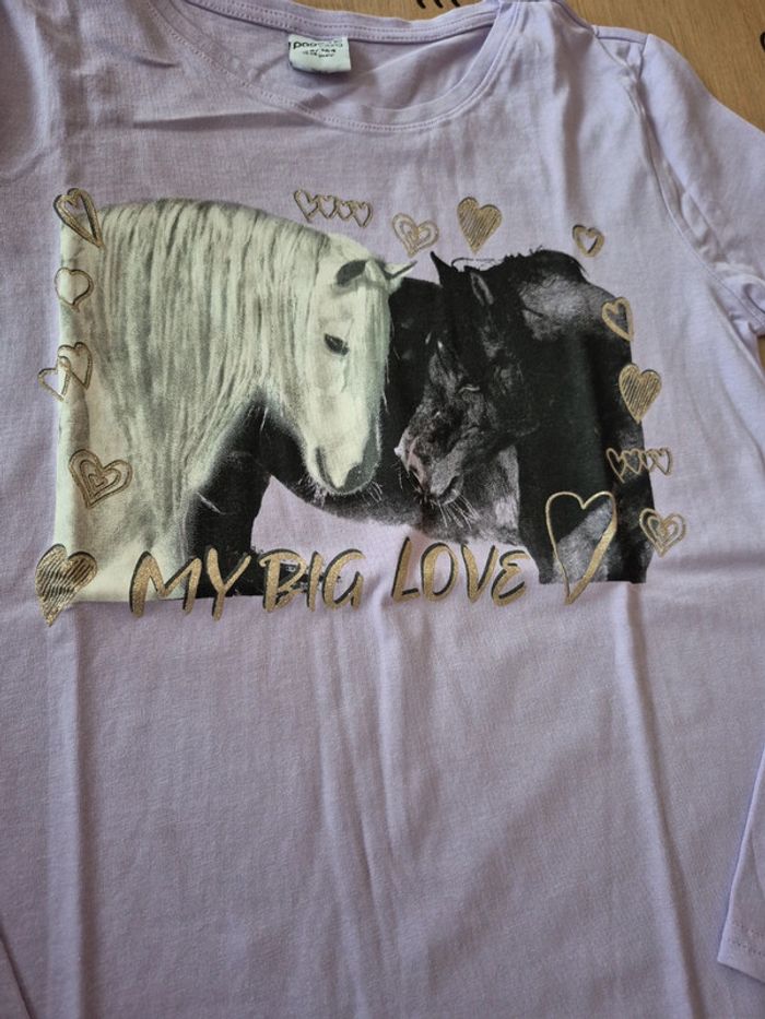 Tee-shirt manches longues motif cheval 12/14 ans - photo numéro 2