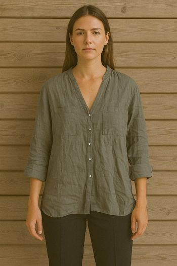 Chemise Kaki à Col en V – Taille 40 / L – Très bon état  – Gémo