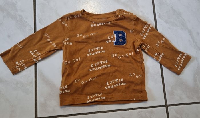 haut manche longue garçon in extenso camel imprimé taille 3 mois