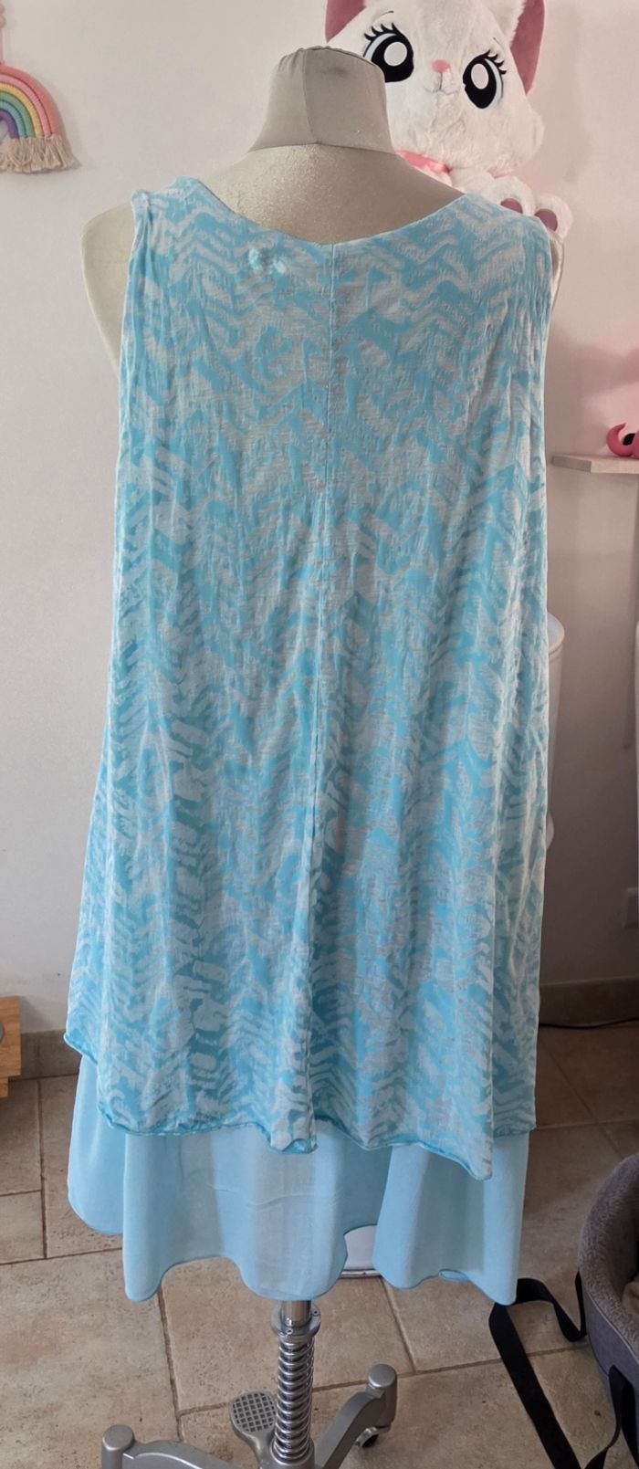 Robe fluide Made in Italy bleu pastel – Taille unique – Coupe ample – Très bon état - photo numéro 5