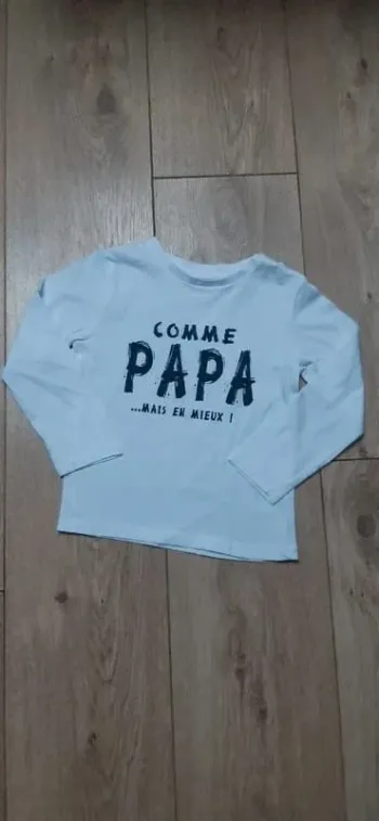 Tee-shirt ML gémo 3 ans blanc "comme papa mais en mieux" neuf jamais porté