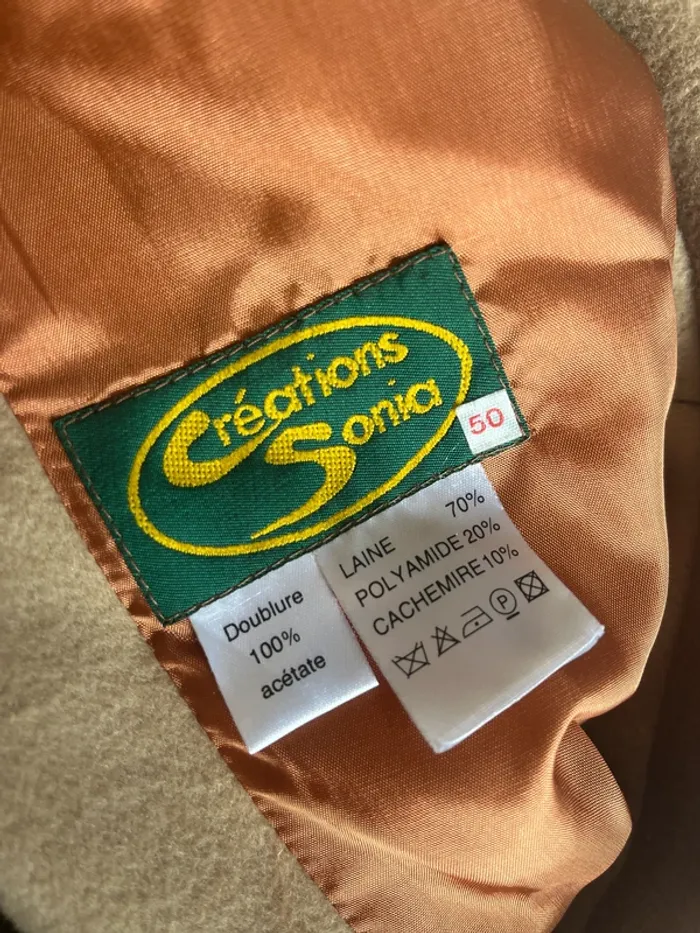 Manteau long Wool and Cashmere Sonia – nuances beige/marron, laine & cachemire, taille 50 - photo numéro 5