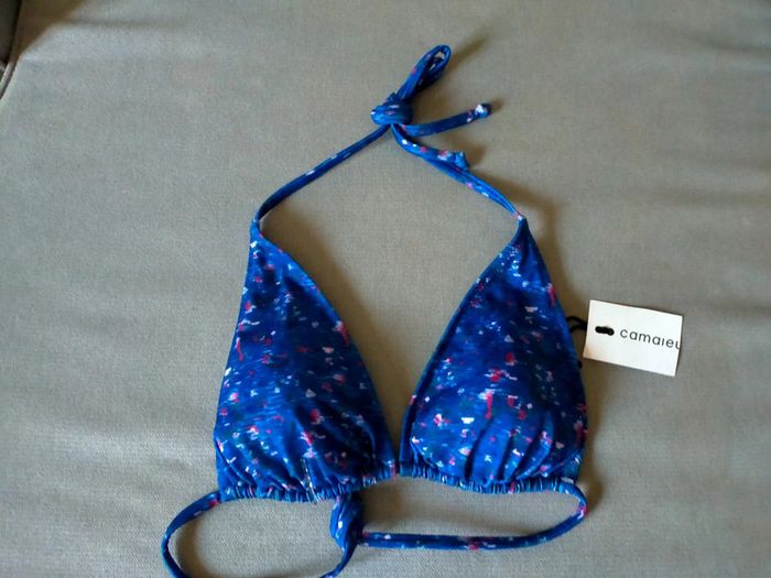 Haut de bikini Camaïeu – Bleu à motifs – Taille 40 - photo numéro 5