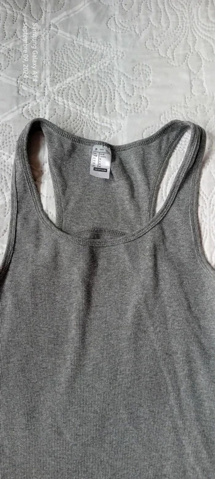 Débardeur de sport maille côtelée domyos gris femme M décathlon - photo numéro 7