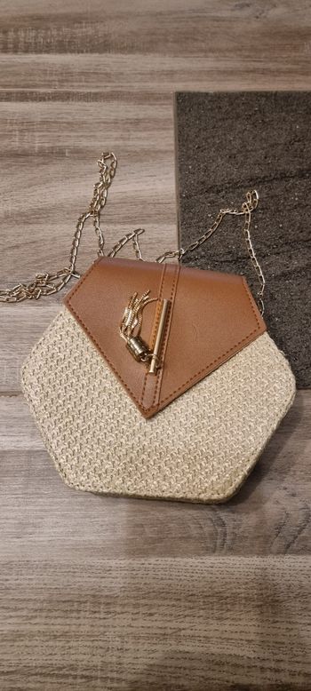 Sac bandoulière hexagone femme rotin chic bohème décontracté