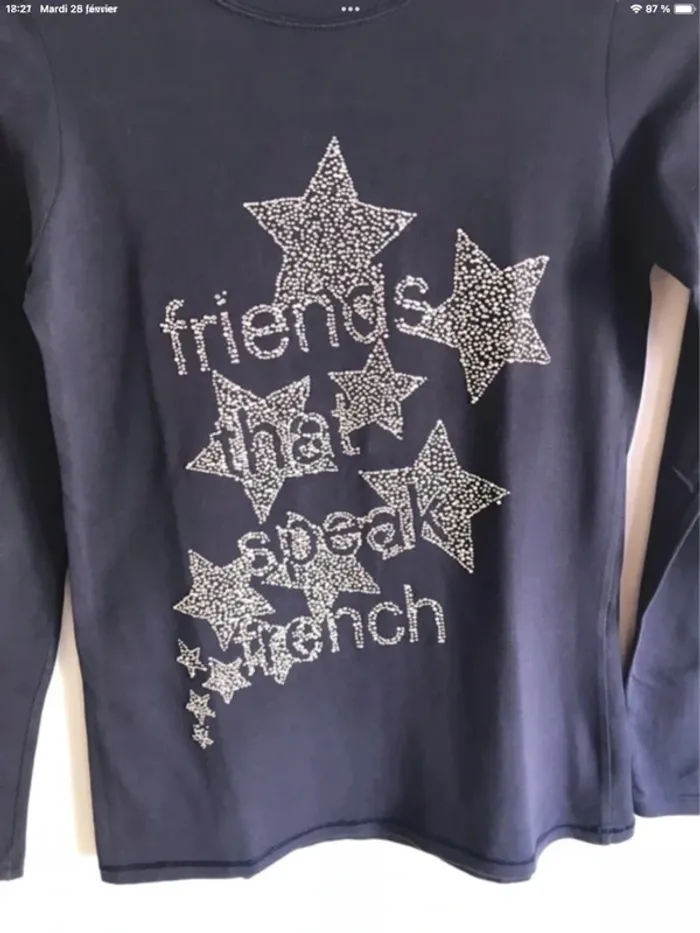 T-shirt violet Zara à strass manches longues taille 34/36 - photo numéro 4