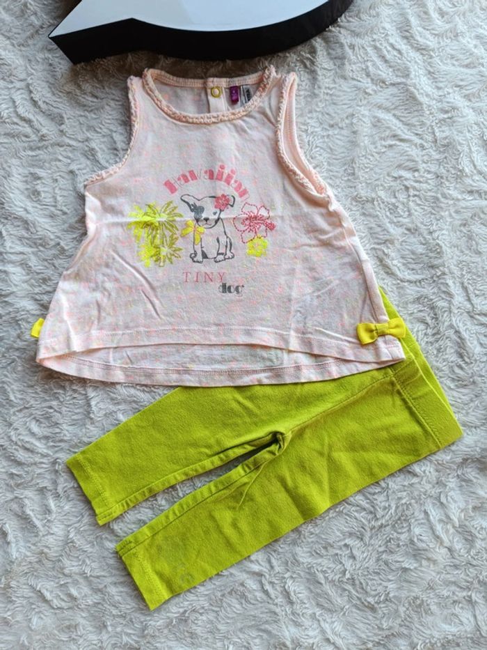 Ensemble (tee shirt sans manche+legging) Fille 6 mois Chien hawaiian dog Orchestra - photo numéro 2