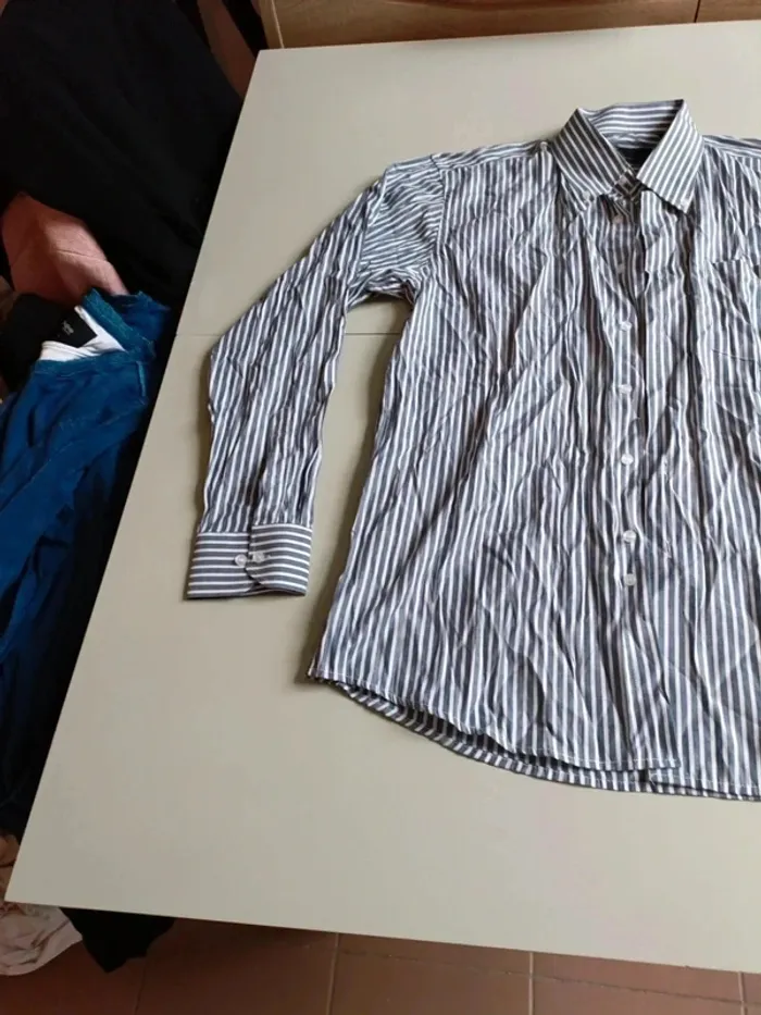 Chemise rayé gris et blanc emporio fashion taille l - photo numéro 2
