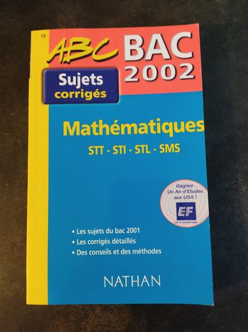 Annales bac mathématiques sujets corrigés 2002 stt STI stl sms