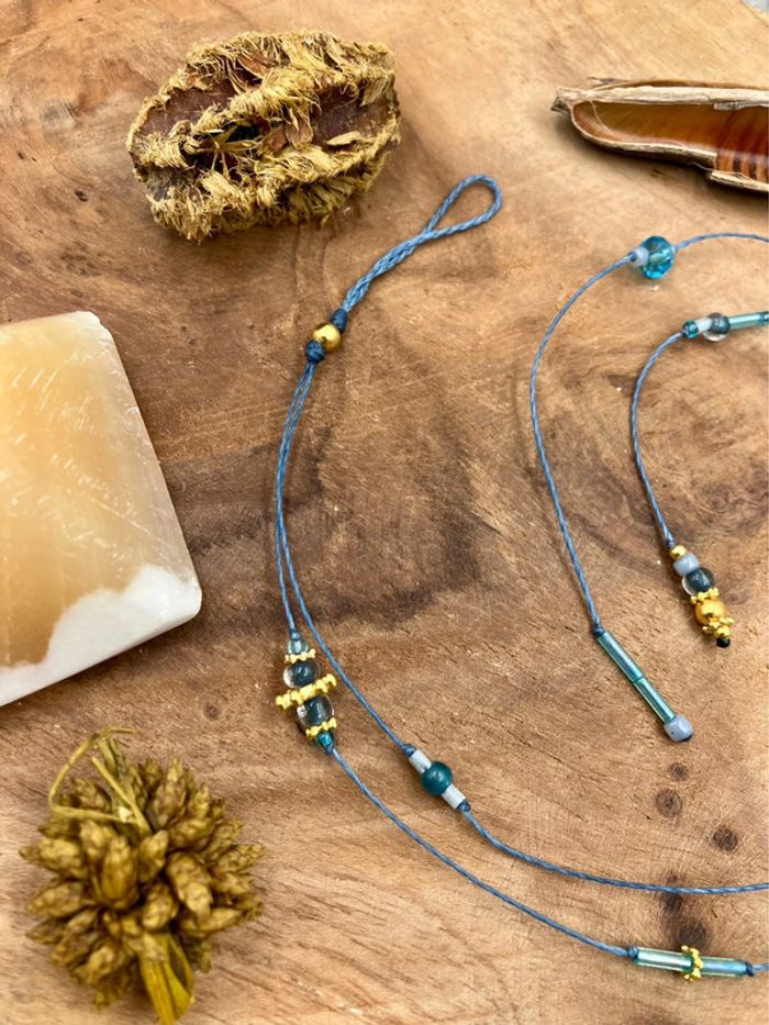 Bijou de cheveux, ateba, macramé pierre Apatite - photo numéro 3