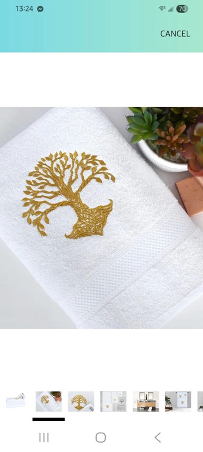 3 pieces de bains blanc et arbre de vie.