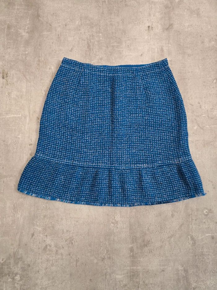 Jupe Sandro bleue tweed chic taille 40 L élégante tendance - photo numéro 6