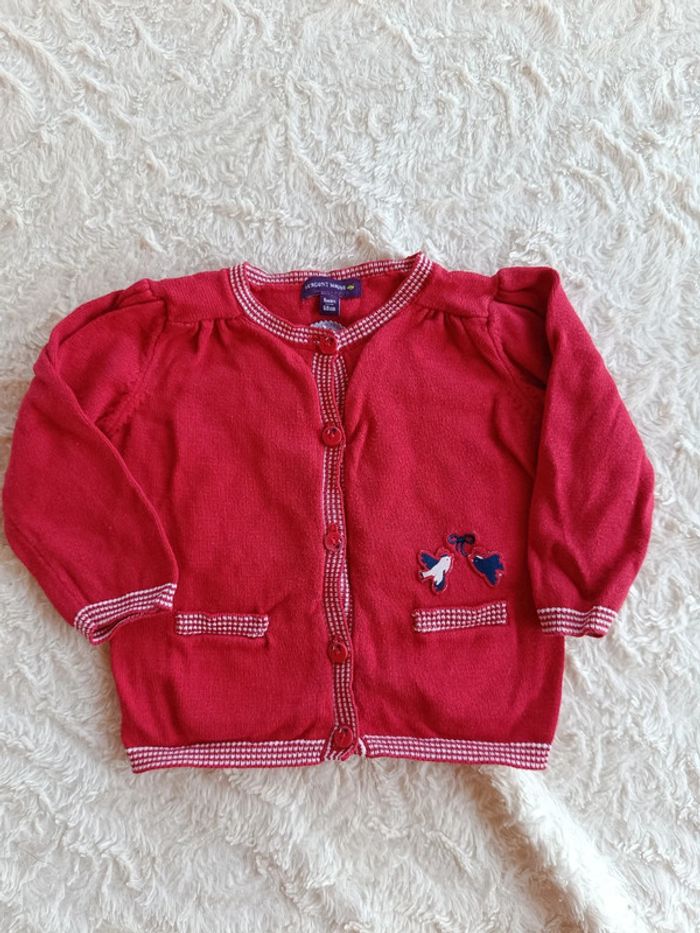 Ensemble 5 pièces (robe+boomer+tee shirt+gilet+chapeau) Fille 6 mois oiseau mer Sergent major - photo numéro 13