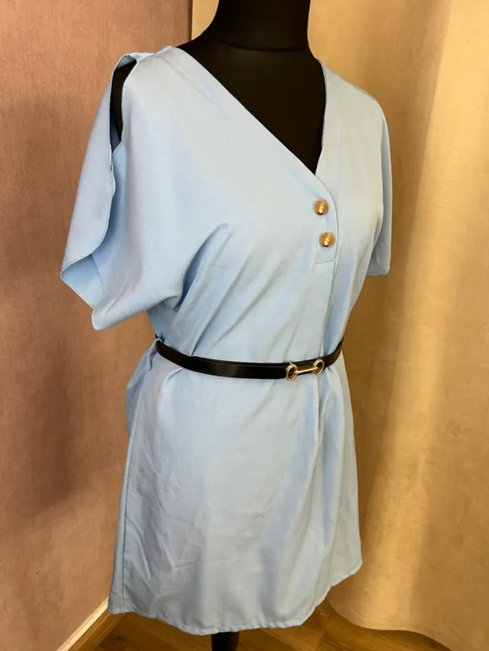 Robe femme robe bleue femme automne hiver taille 38 taille 40 - photo numéro 3