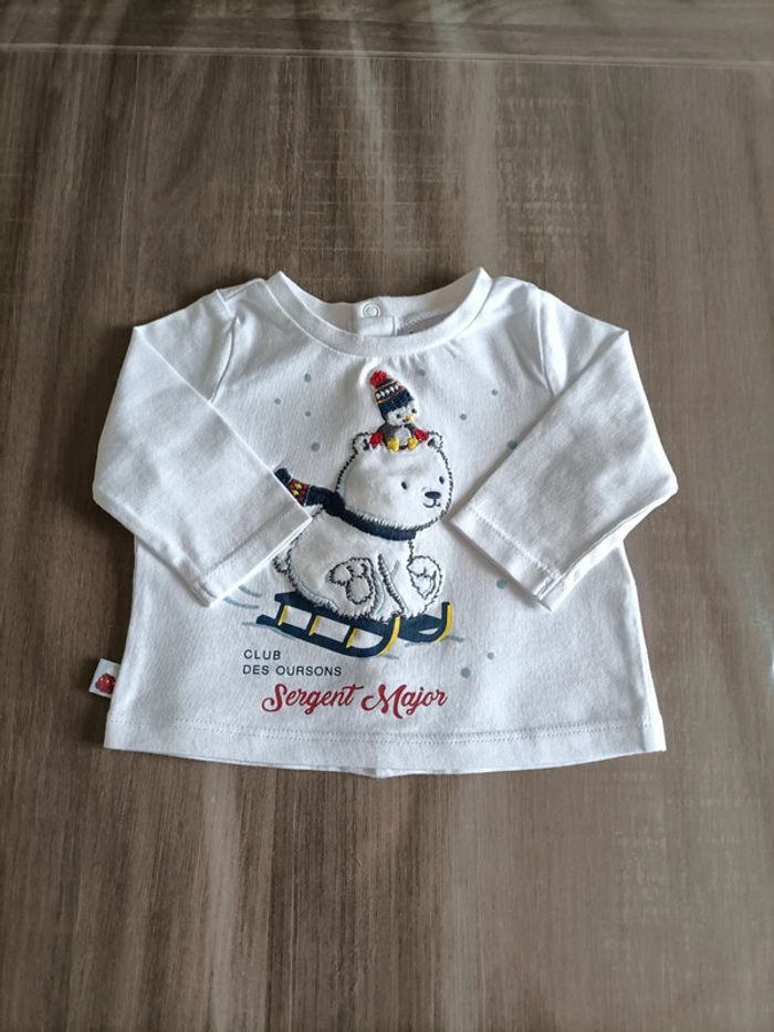 T Shirt manches longues ours polaire Sergent Major 3 mois