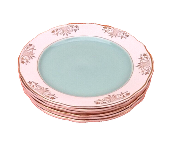 Années 1950  6 assiettes plates  Faïence avec dorure