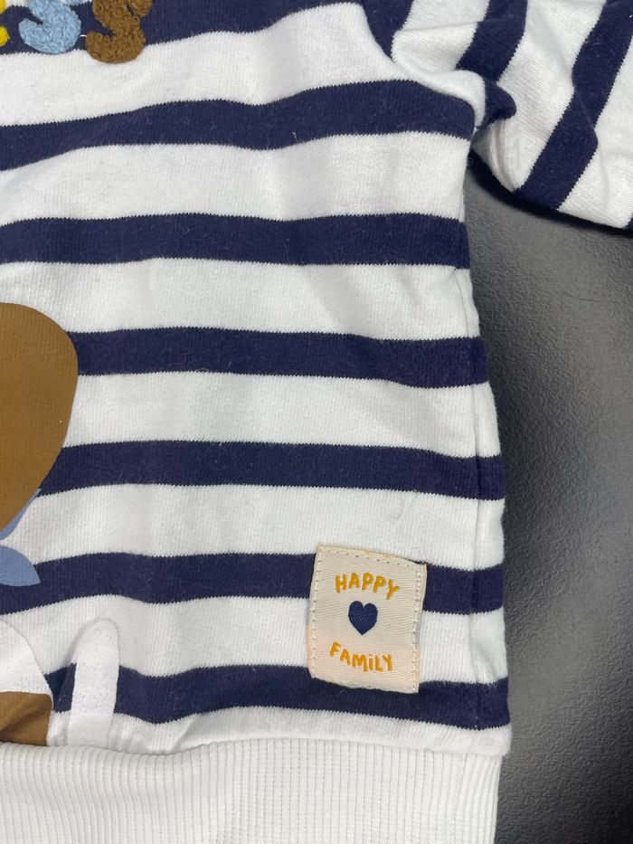 Pull bébé 6 mois rayé “Happiness” – Mes Petits Cailloux - photo numéro 3