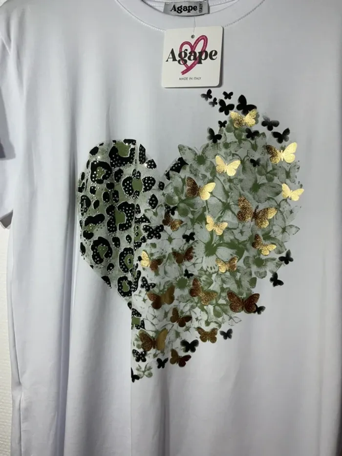 T-shirt « cœur » femme taille unique. (38-44)- agape- neuf avec étiquette - photo numéro 2