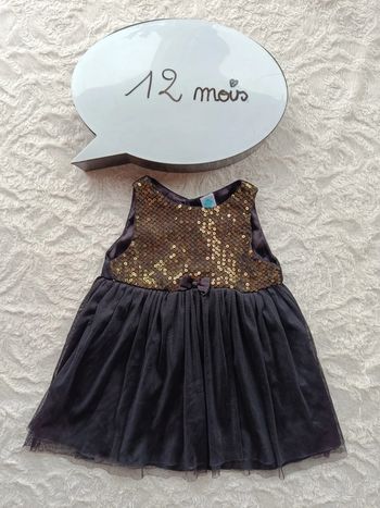 Robe de fête anniversaire mariage Noël sequins Fille 12 mois Tex Baby