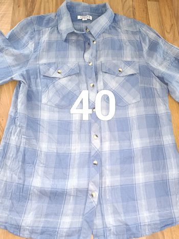 Jolie chemise à carreaux inspiration country bleue et argenté 40 Creeks 