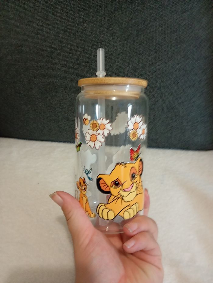 Can glass roi lion en verre avec paille - photo numéro 4