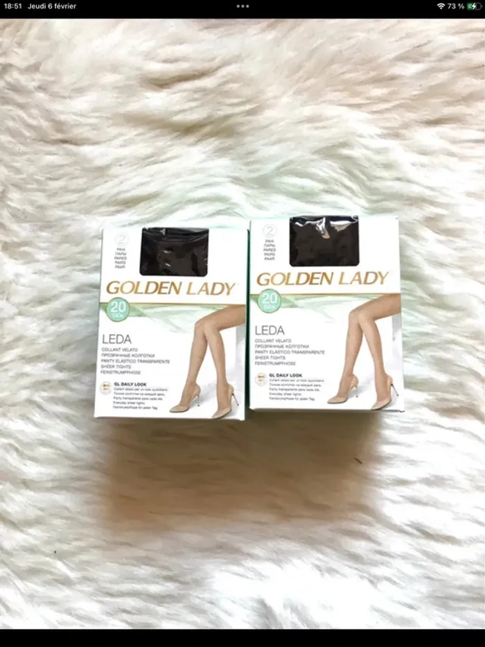 Lot de 2 collants Golden Lady noir taille 4 neuf avec emballage