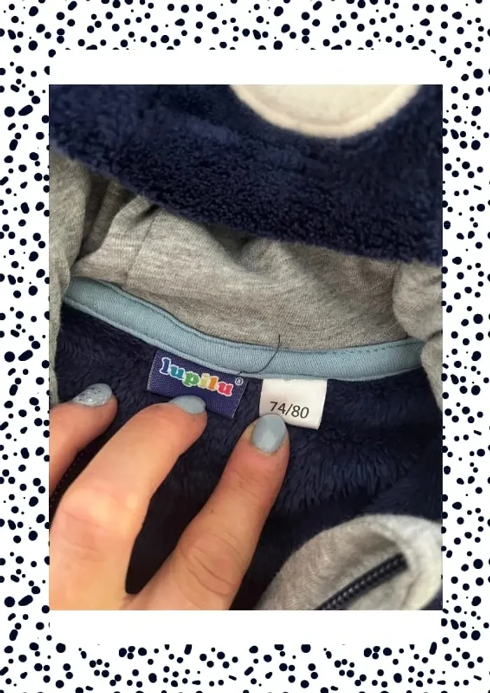 Gilet zippé polaire bleu à capuche ourson taille 9-12 mois marque Lupilu - photo numéro 3