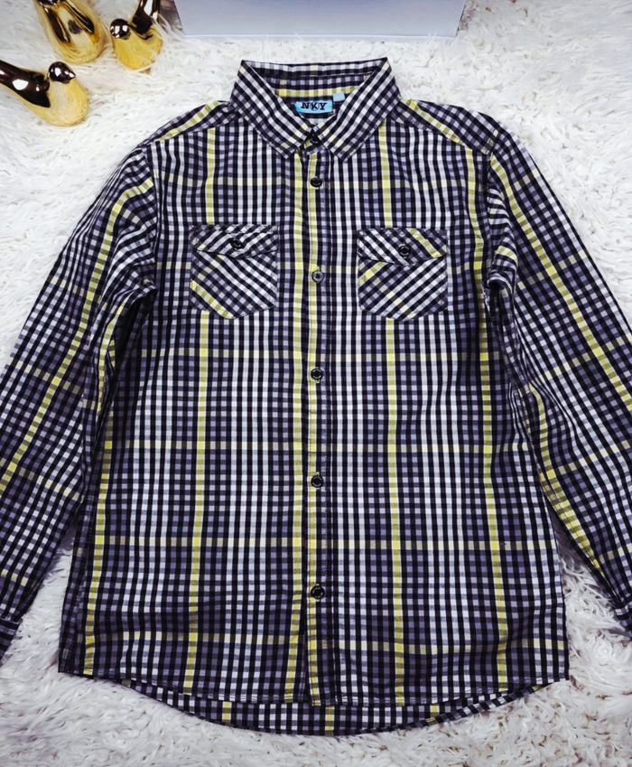 Chemise manches longues à carreaux vichy multicolore Garçon taille 12 ans marque NKY 🎸 - photo numéro 2