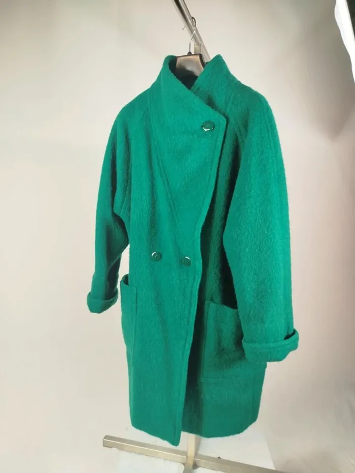 Manteau vert en laine - T42 estimée - Pièce rare sur mesure A836 - photo numéro 2