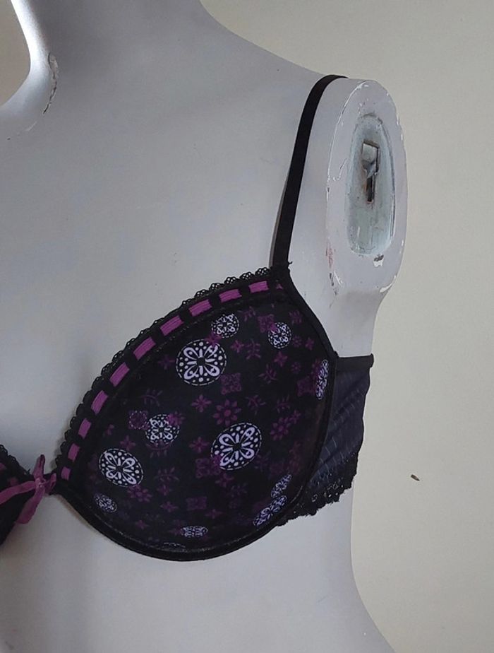 Soutiens-gorge noir et violet 90C - photo numéro 3