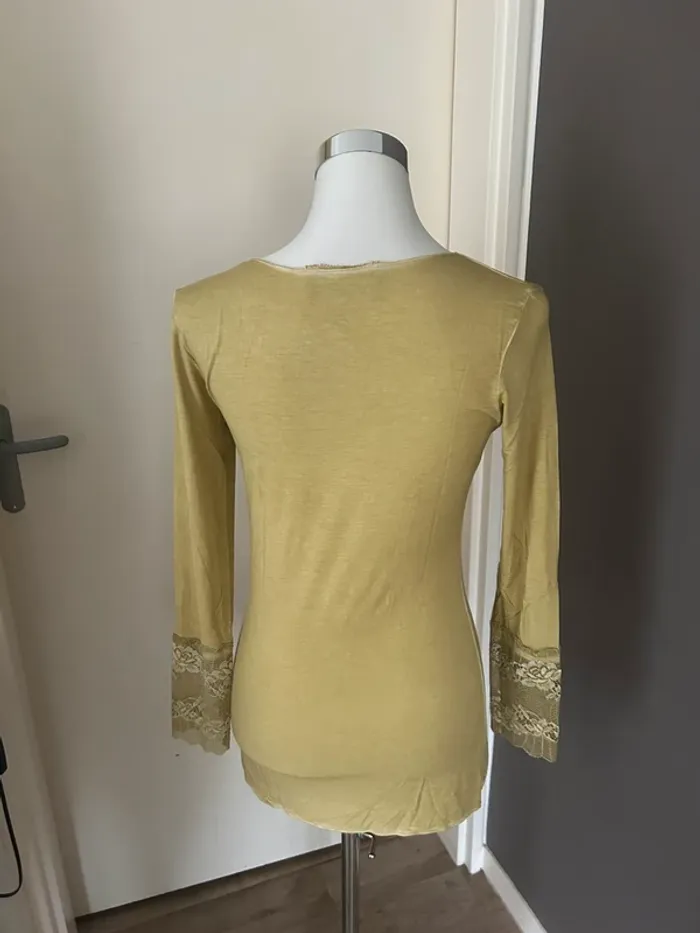 Made in italy haut top manche longue vert anis femme , taille 1/36 - photo numéro 4