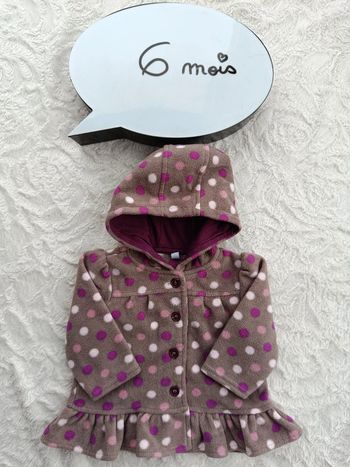 Gilet veste à capuche à pois Fille 6 mois