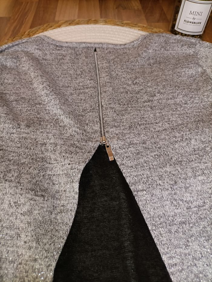 Pull gris pailleté avec chemise intégrée 12 ans Liberto - photo numéro 6