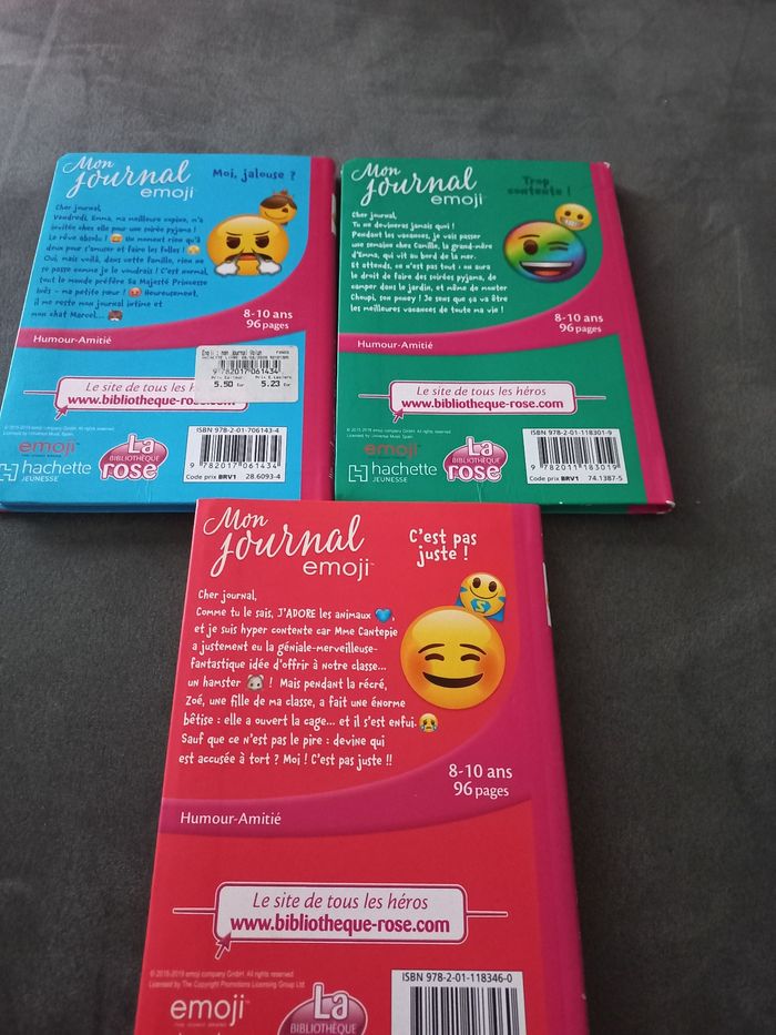 Lot 3 livres mon journal emoji bibliotheque rose 8/10 ans - photo numéro 2