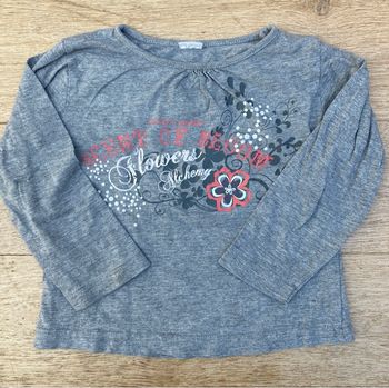Teeshirt T-shirt manches longues gris fille 18 mois