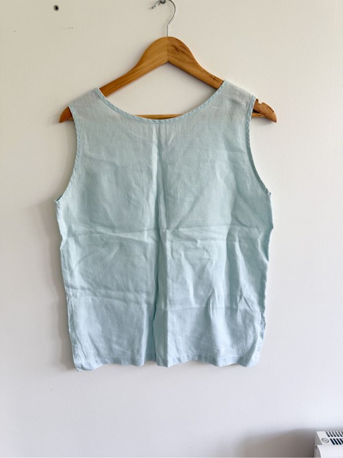 Blouse sans manches turquoise vintage taille 38 M - photo numéro 3