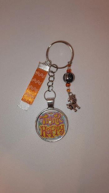 Cadeau pensées positives, porte clé message bijoux de sac " think happy "