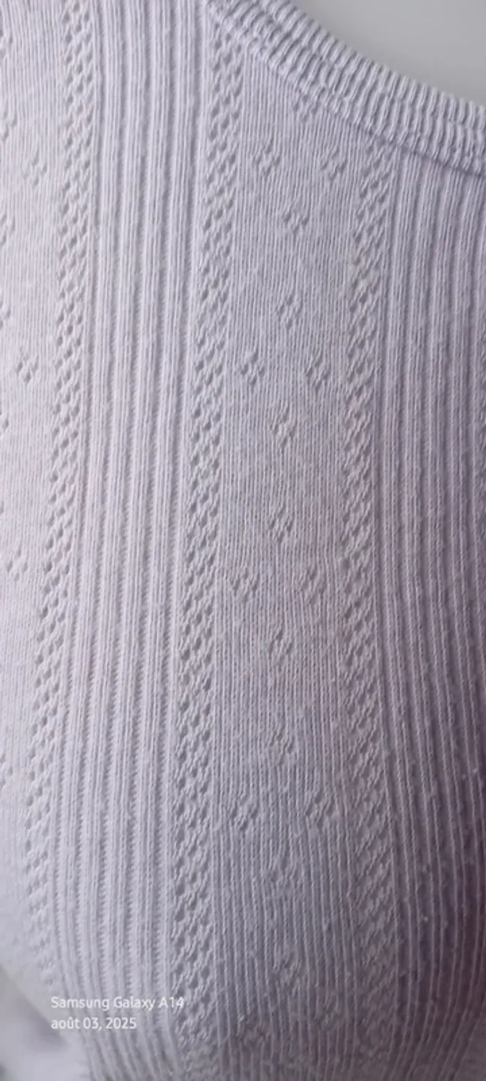 Débardeur en coton motif rayures losanges ajouré mauve femme 42/44 edeis la redoute - photo numéro 8