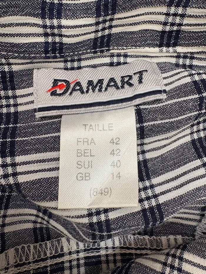 Chemise à carreaux vintage Damart | Bleu marine et blanc | Taille 42 - photo numéro 3