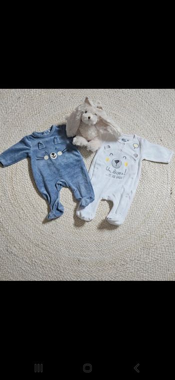 Lot de 2 pyjamas velours 1 mois