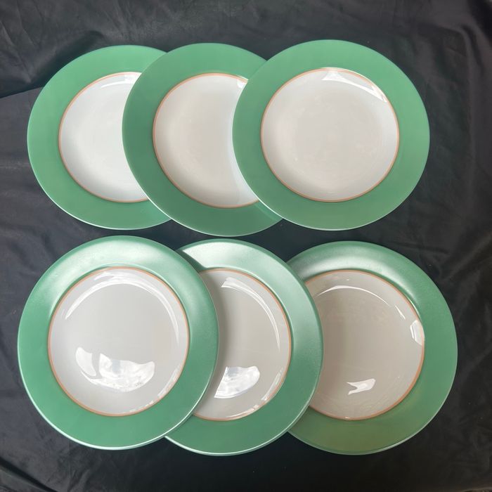 6 assiettes à dessert vintage Arcopal Celestia vert - photo numéro 5