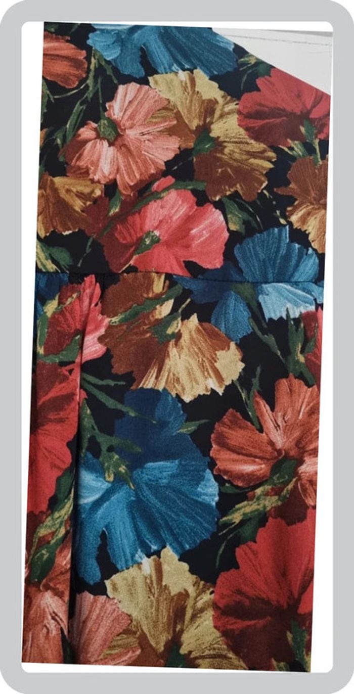 Blouse chemise manches longues imprimée fleurie fleur M zara colorée et noire vaporeuse - photo numéro 2