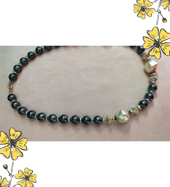 Collier vintage perles noires et nacrées – Élégance contrastée - photo numéro 13