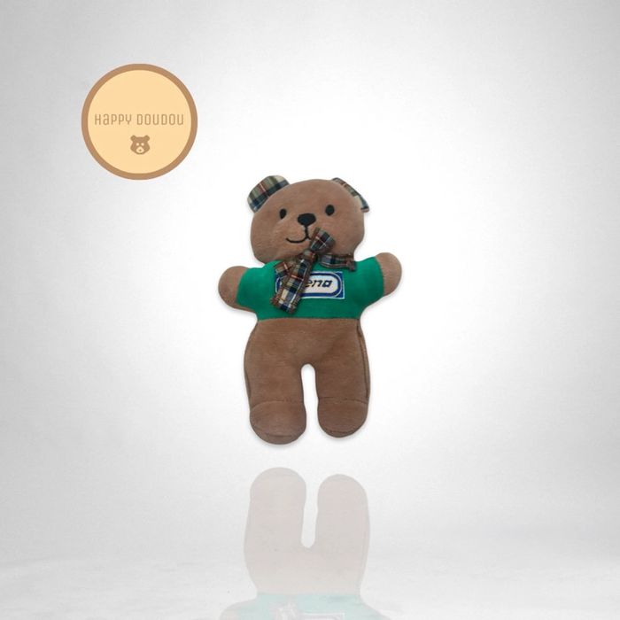 Peluche ours marron vert noeud Ajena A992